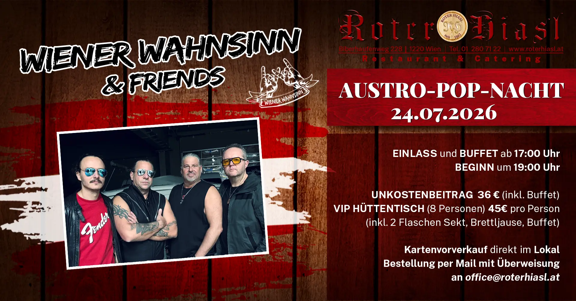 Austro Pop Nacht Wiener Wahnsinn Roter Hiasl Wien