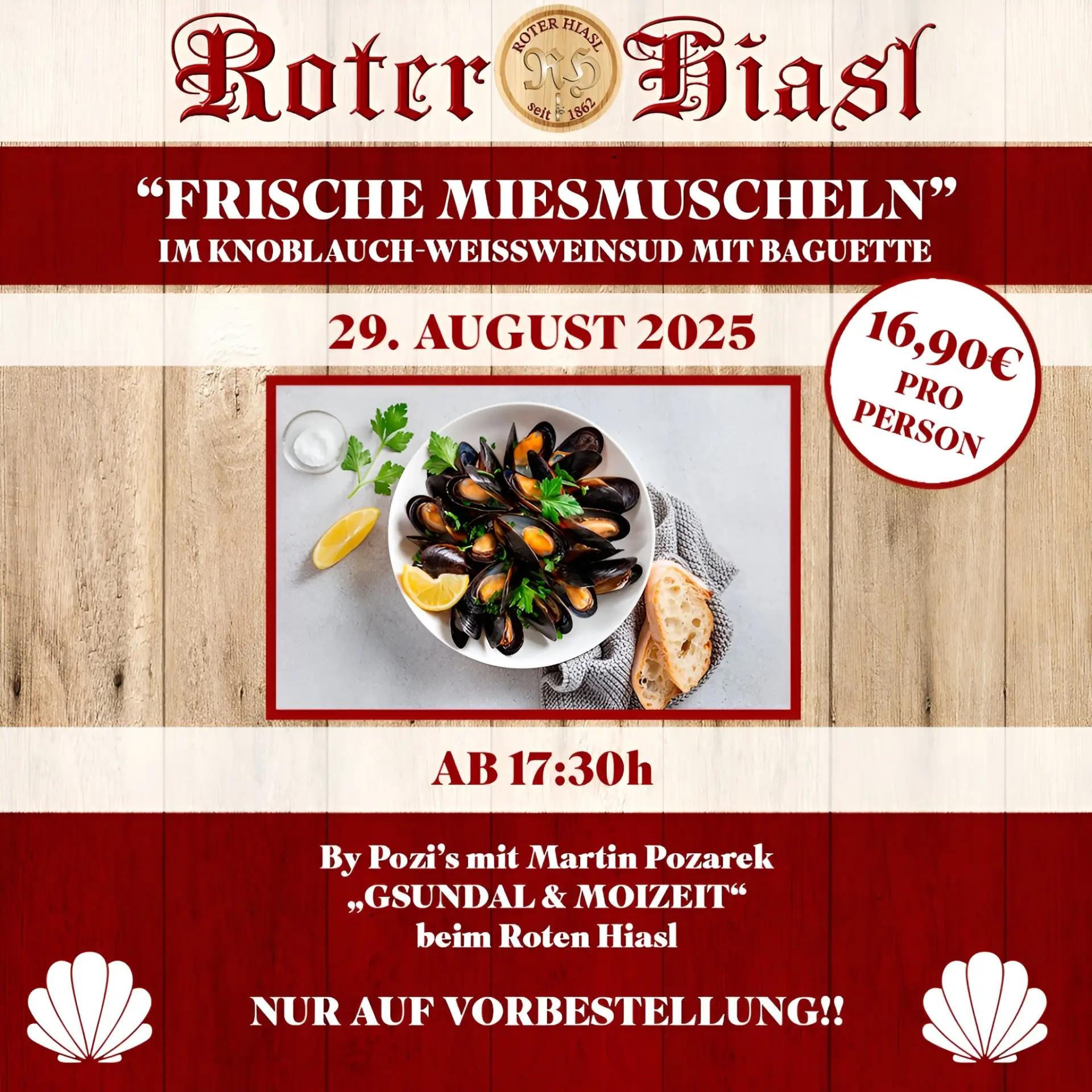 Miesmuschelessen Veranstaltung Roter Hiasl August 2025
