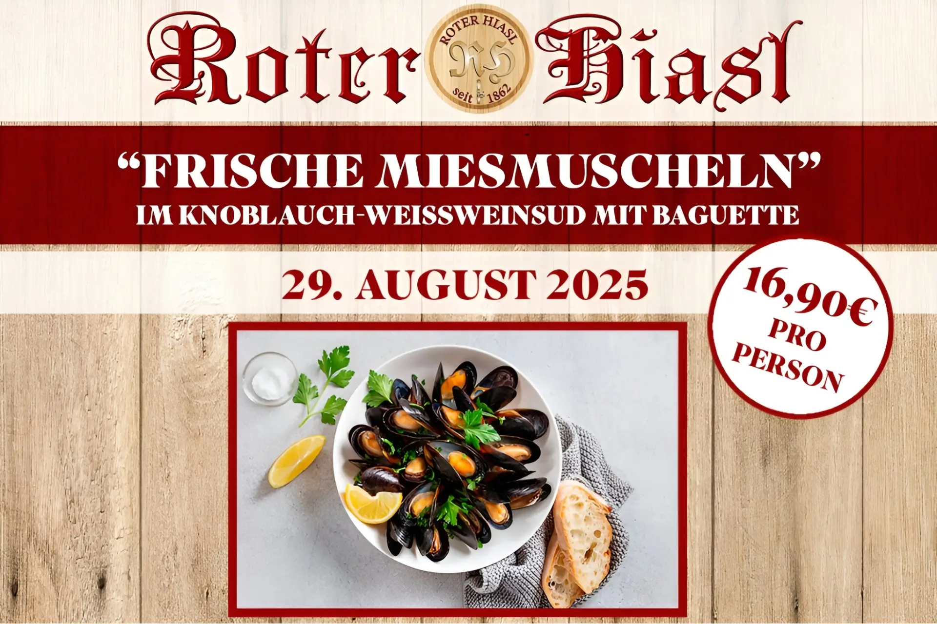 Muschelessen Veranstaltung Roter Hiasl August 2025